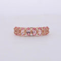 Starsgem Lab Sapphire 3X5mm Oval Sukura Pink 10K Yellow Gold Wedding Band