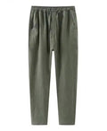 New Trending Custom Logo Men's Elastic Waist Plain Cotton Linen Breathable Casual Summer Soft Drawstring Pants
