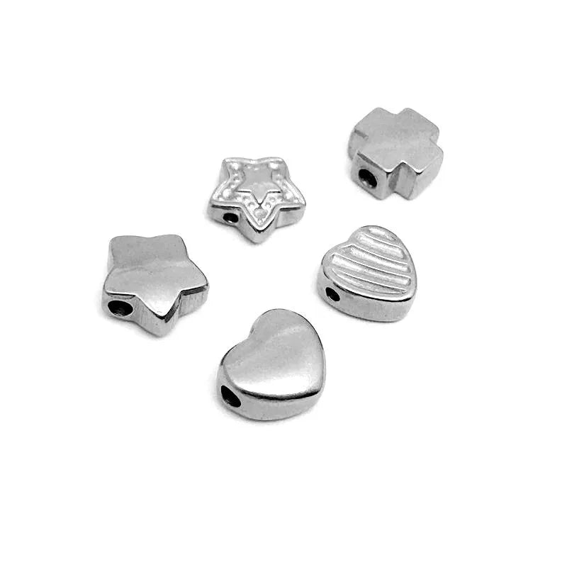 Cross Heart Women Small Exquisite Stainless Steel Charms Pendants Waist Beads for DIY Bracelet Findings Accessories Jewelry