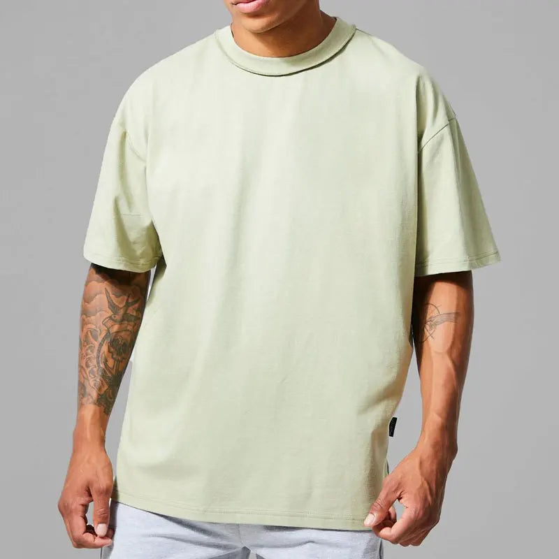 Custom Casual Round Neck Summer Heavy Cotton Short Sleeve T-shirt Vintage Plain Men Boxy Fit Tee Shirts