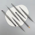 Gun Black Metal Handle Double Head Nail Brush Autumn Chrysanthemum Light Therapy Pen Nail Liner Brush Drawing Pen for Nail Art