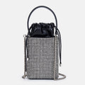 Trendy Mini Rhinestone Bag Women Chain Bags Drawstring Arylic Diamonds Bucket Mobile Phone Clutch Evening Bags