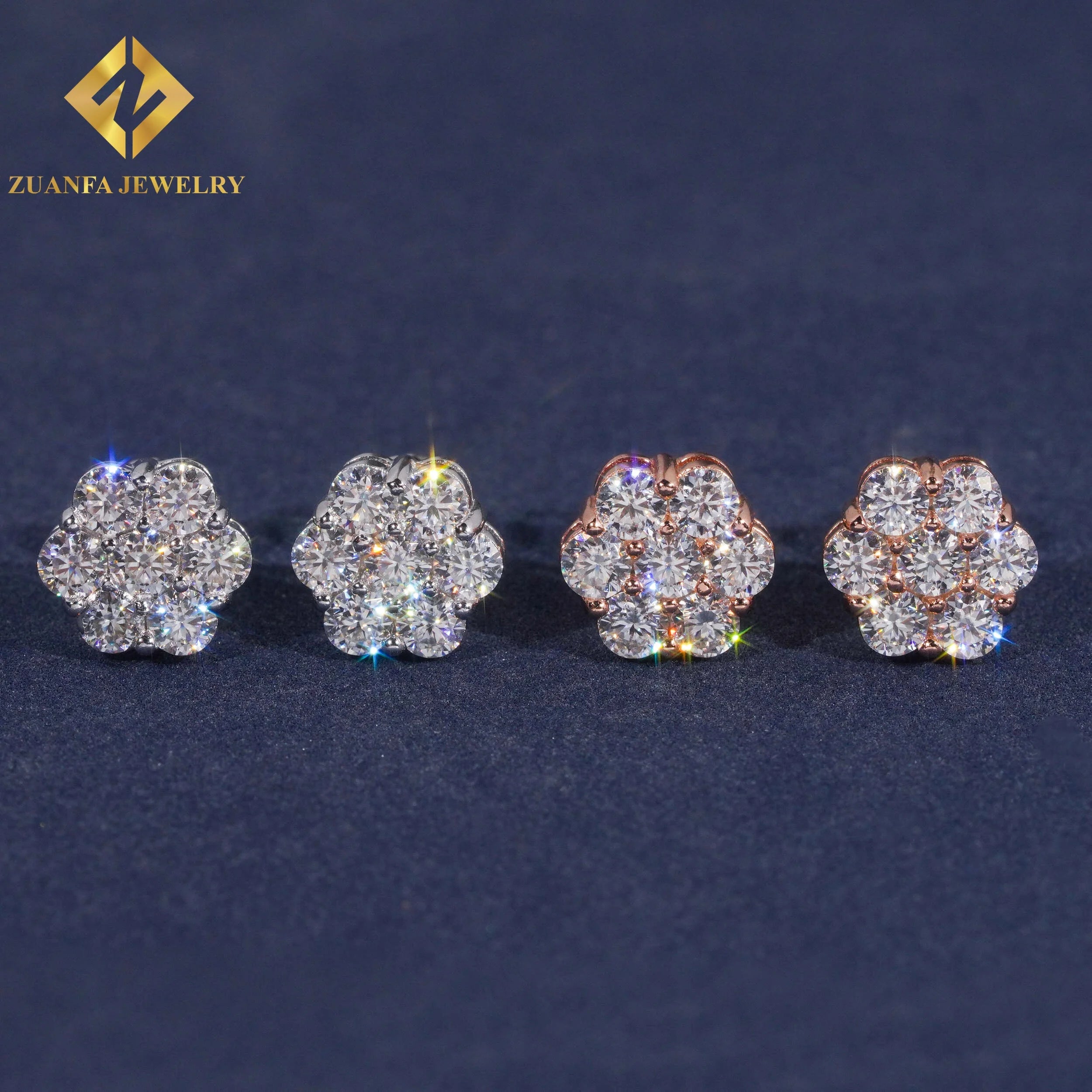 9mm Sun Flower Design Earring 925 Sterling Silver VVS Moissanite Stud Earring Hip Hop Earring Jewelry for Men Women Gift