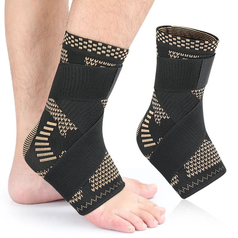 Melenlt Copper Ankle Support Sleeve  Adjustable Compression Bandage for Men & Women