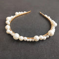 SLBRIDAL Handmade Rhinestone Crystal Pearls Flower Bridal Tiara Headband Wedding Hair Accessories Women Girls Hair Jewelry