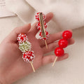 Hot Selling Korean Elegant Style Funny Creative Resin Sugared Gourd Hair Clips for Girls Wholesale Simulated Food Hairbands