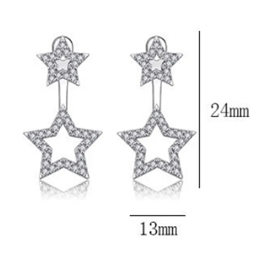 Korean Brass with Silver Plated Geometric Metal Ring Stars Dangle Drop Earrings Jewelry Women Popular China Supplier