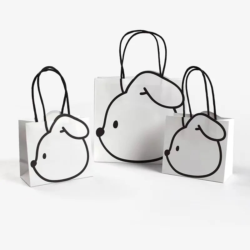 New Arrivals Cartoon Kraft Paper Gift Bag With Handle Creative Rabbit Pattern Birthday Gift Paper Bag Kids Party