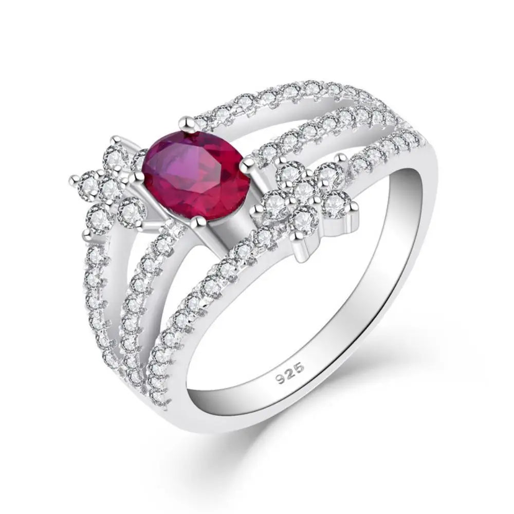 YH JEWELLERY Charm Pink Jewelry 925 Sterling Silver Oval Cut Pink Sapphire Ruby Engagement Bridal Ring