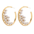 SC Fashion Gold Plated Women Earrings Creative Winding Artificial Big Pearl Hoop Earrings Personalized Beaded Pearl Earrings
