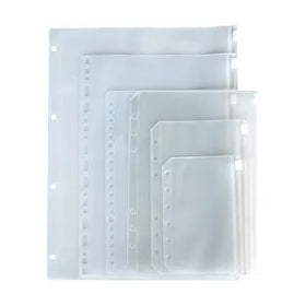 A6 Size 6 Holes Budget Binder Plastic Binder Zipper Folders Waterproof 6 Holes Zipper Loose Leaf Bags for Documents Notebooks