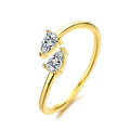QS614 Luxury Dress Jewelry 925 Sterling Silver Twin Diamond Pear Eternity Rings Engagement Women