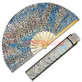 In Stock Reflective Iridescent Holographic Silver Folding Clack Hand Fan with Fan Bag As Rave Festivals Party Accessories