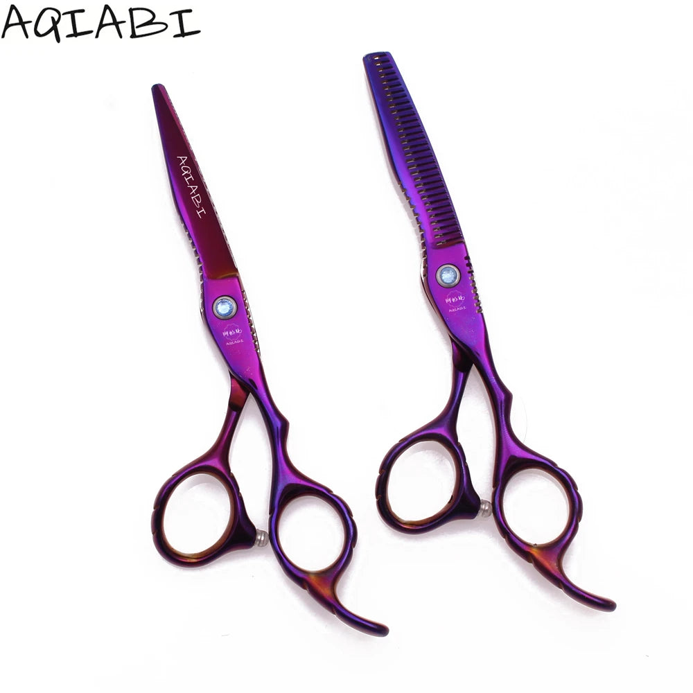 Professional Hair Cutting Scissors 5.5'' 6" China Stainless Barber Salon Thinning Shears Sharp High Hardness 59-60HRC Violet