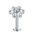 New Lip Piercing Zircon Petal Internal Thread Labret Cartilage Ear Stud Nose Ring Silver Plated Trendy Titanium Piercing Jewelry