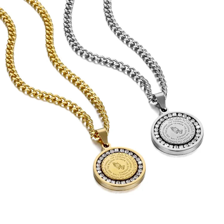 Hot Selling Fashion 18k Gold Plated Necklace Stainless Steel Jewelry Hand Pendant Crystal Necklace for Men Women