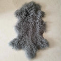 Modern Plush Mongolian Tibetan Lambskin Sheepskin Throw Blanket Natural Curly Fur Natural Fur Length Solid Color Eco-Friendly