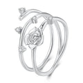 925 Sterling Silver Multi-Layer Floral Knuckle Ring Lovely Vine Leaves Flower Ornaments for Women Fine Jewelry BSR404