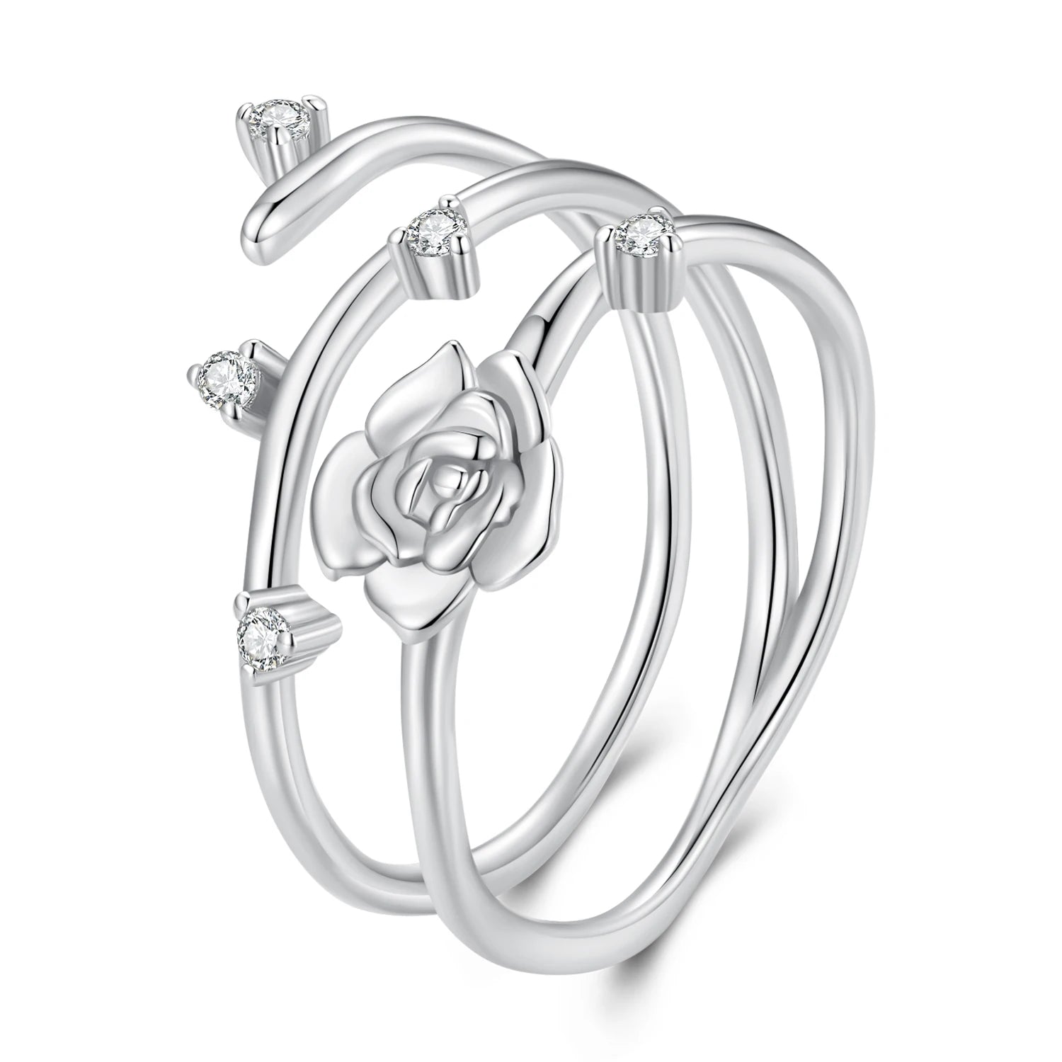 925 Sterling Silver Multi-Layer Floral Knuckle Ring Lovely Vine Leaves Flower Ornaments for Women Fine Jewelry BSR404