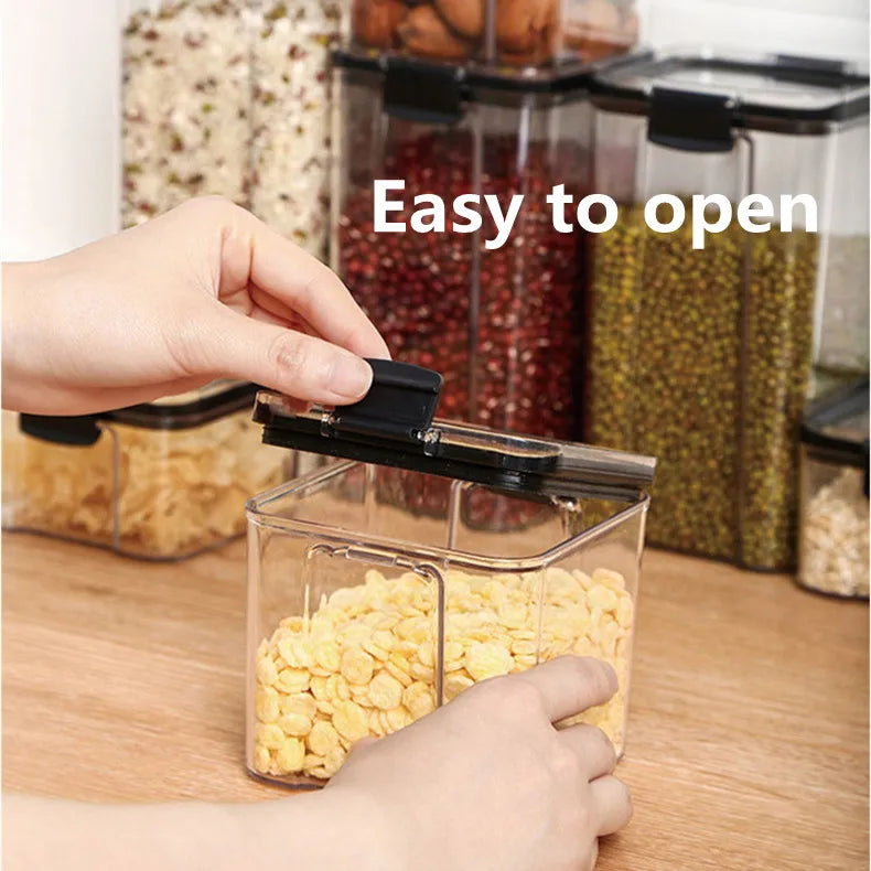 Low Price Clear Plastic Canisters Hot Sale Rubbermaid Brilliance Cereal Food Storage Container Set Flour with Easy  Lids