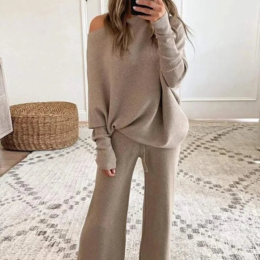 2025 Summer New  Casual  Long Sleeve Casual Two Piece Suit High Waist  Leg Pants Loose Trousers Two-piece Set for Women