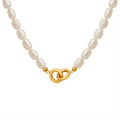 Hip Hop Double Ring Freshwater Pearl Necklace Pendant Necklace