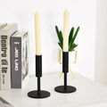 Support Sample Customized Table Top Dinner Decorative Metal Candle Holder Black Candle Stick Holder