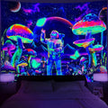 Customized Neon Blacklight Tapestry Fantasy Mountain Waterfall TapestriesGalaxy UV Reactive Astronaut Wall Hanging Home Decor