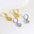 GOODLUCK Women's Trendy Geometric Heart Star Crystal Rhinestone Huggie Earrings 18k Gold Silver Plated Stainless Steel Two Tone