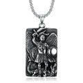 Religious Jewelry Saint Michael Necklace Stainless Steel St. Michael Saint Patron Shield Massive Prayer Medal Necklace