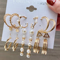Trendy Heart Pearl Butterfly Earrings Set for Women Jewelry Large Geometric Twist Chain Hoop Stud Dangle Earring Sets