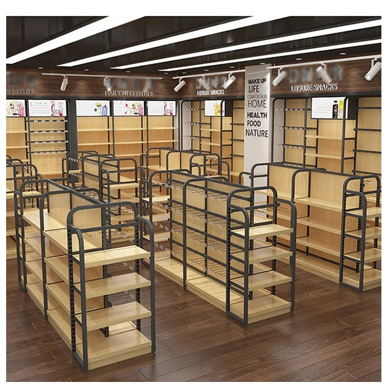 Cheap Heavy Duty Metallic Double-Sided Adjustable Height Store Shelf Hook Stand Guangzhou Standee Shop Display Rack for
