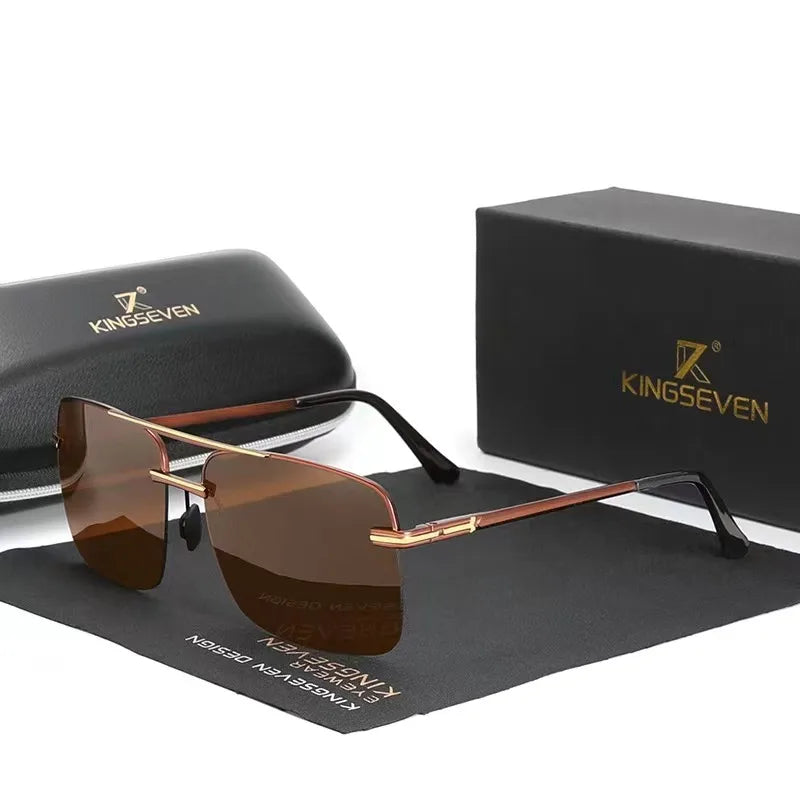 KINGSEVEN Semi-Rimeless Men's and Women's Retro 180 Elastic Templates Design Alloy Sunglasses Polarized New Eye Mask N7466
