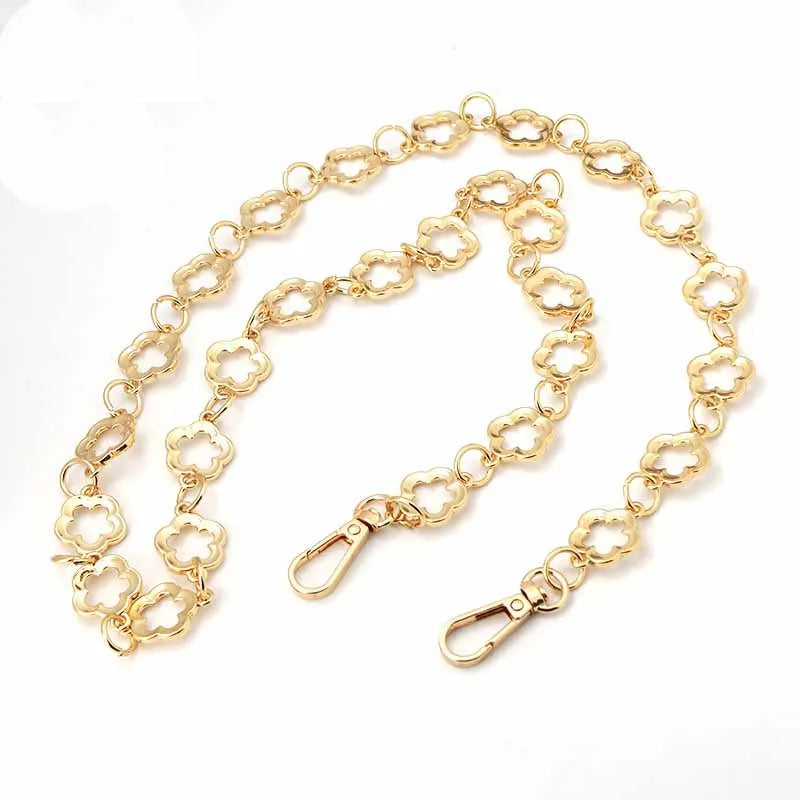 BC055 High Quality Zinc Alloy Handbag Chains Flower Shape Diy Purse Hardware  Fancy Chain Shoulder  Chain Strap for Lady Bag