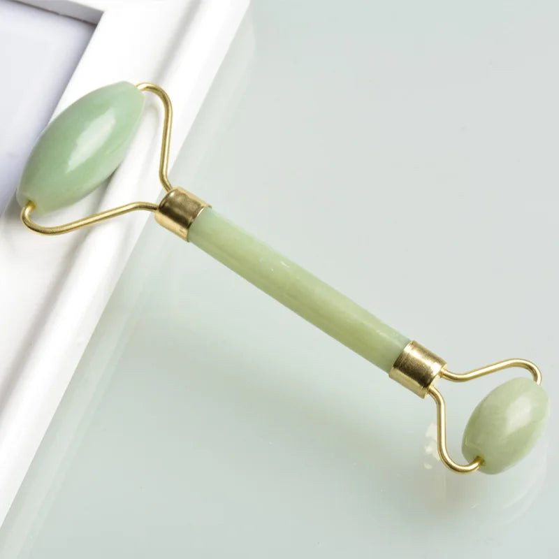 DIY Natural Xiuyan Jade Roller And Gua Sha Scraping Massage Tool Set For Face and Body