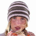 Custom Fashion Plush Mohair Beanie Soft Mohair Knitting Zebra Jacquard Stripe Beanie