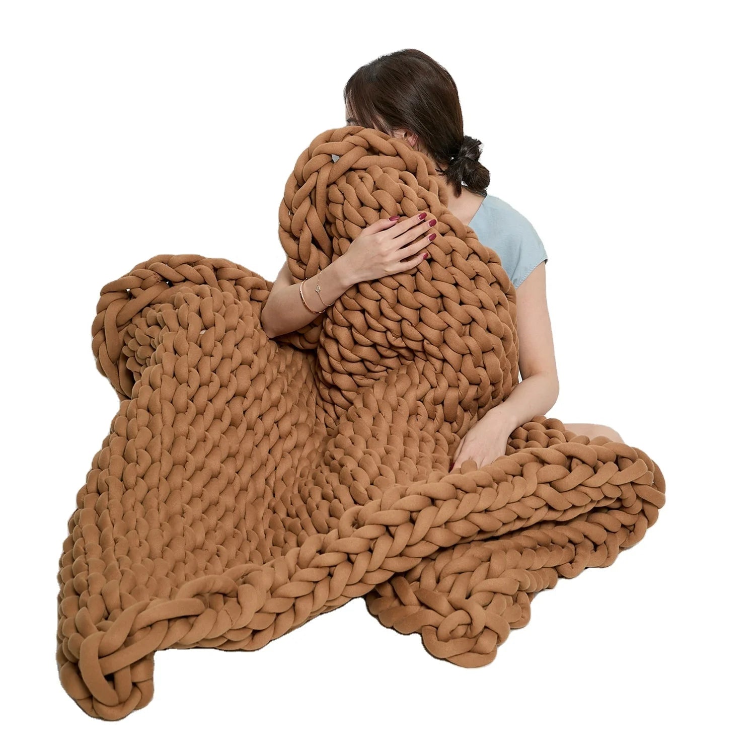 LLY  Hot Selling Chunky  Soft Cozy Polyester Knitted Throw Weighted Blanket for Sofa Home Travel OEKO-TEX