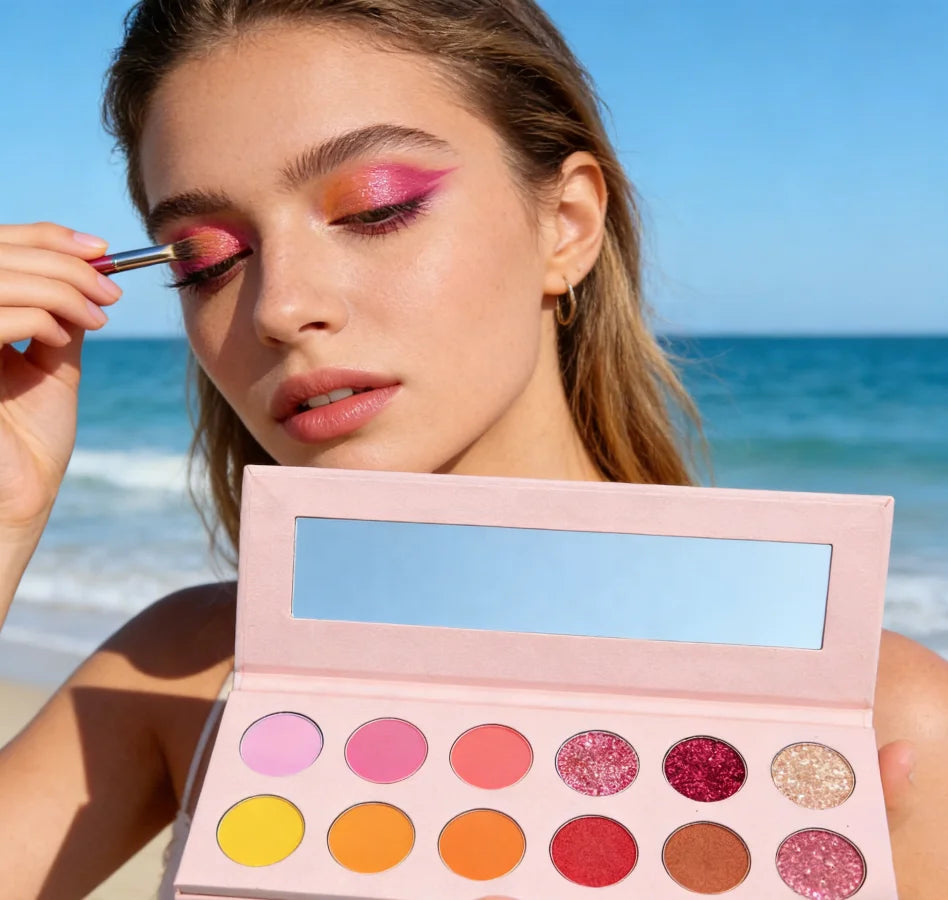 Wholesale Custom High Pigment Waterproof Eyeshadow Palette Small Luminous for Ladies Private Label Pressed Cardboard Eye Shadow