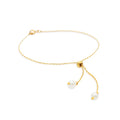 Chris April PVD 316L Stainless Steel Slider Bead Adjustable  Peals Thin Bamboo Chain Bracelet
