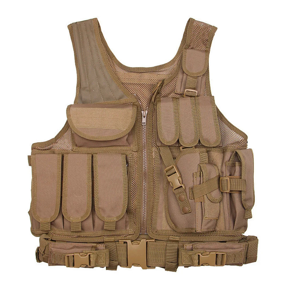 MOLLE Combat Vest Multifunctional Water Holding Capacity CS Camouflage Training Uniform Tactical Straps Vest Hunting Accessories