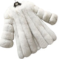 Luxury Plush Women's Fox-Like Long Mid-Length Vegan Leather Winter Outerwear Elegant Faux Fur Jacket Mink Type