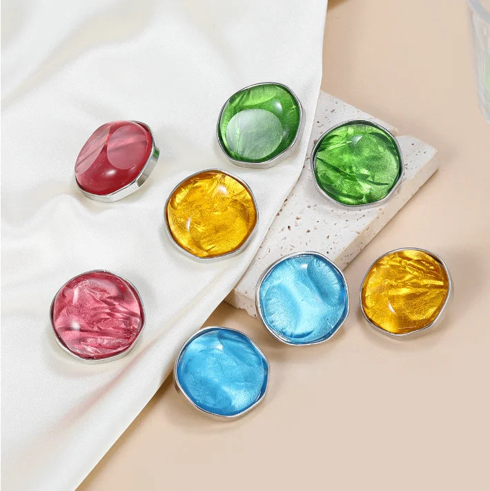 New Design New Fashion Colourful Green Color Resin Acrylic Geometric Circle Drop Earrings for Women Jewelry Party Gifts