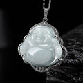 Certified Jade Buddha Pendant a Grade Ice Jade Jadeite 925 Silver Charm Buddha Pendant
