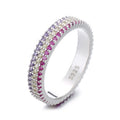 Yaeno Jewelry Multi Rank Band Rings Sterling Silver 925 Eternity Finger Ring for Women