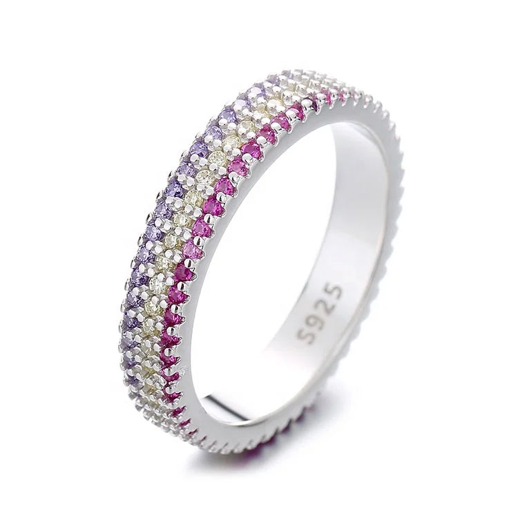 Yaeno Jewelry Multi Rank Band Rings Sterling Silver 925 Eternity Finger Ring for Women
