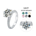 M13E Abiding Direct Sale 925 Silver 6 Prong 3 Carat Real Solitaire Moissanite Ring Jewelry