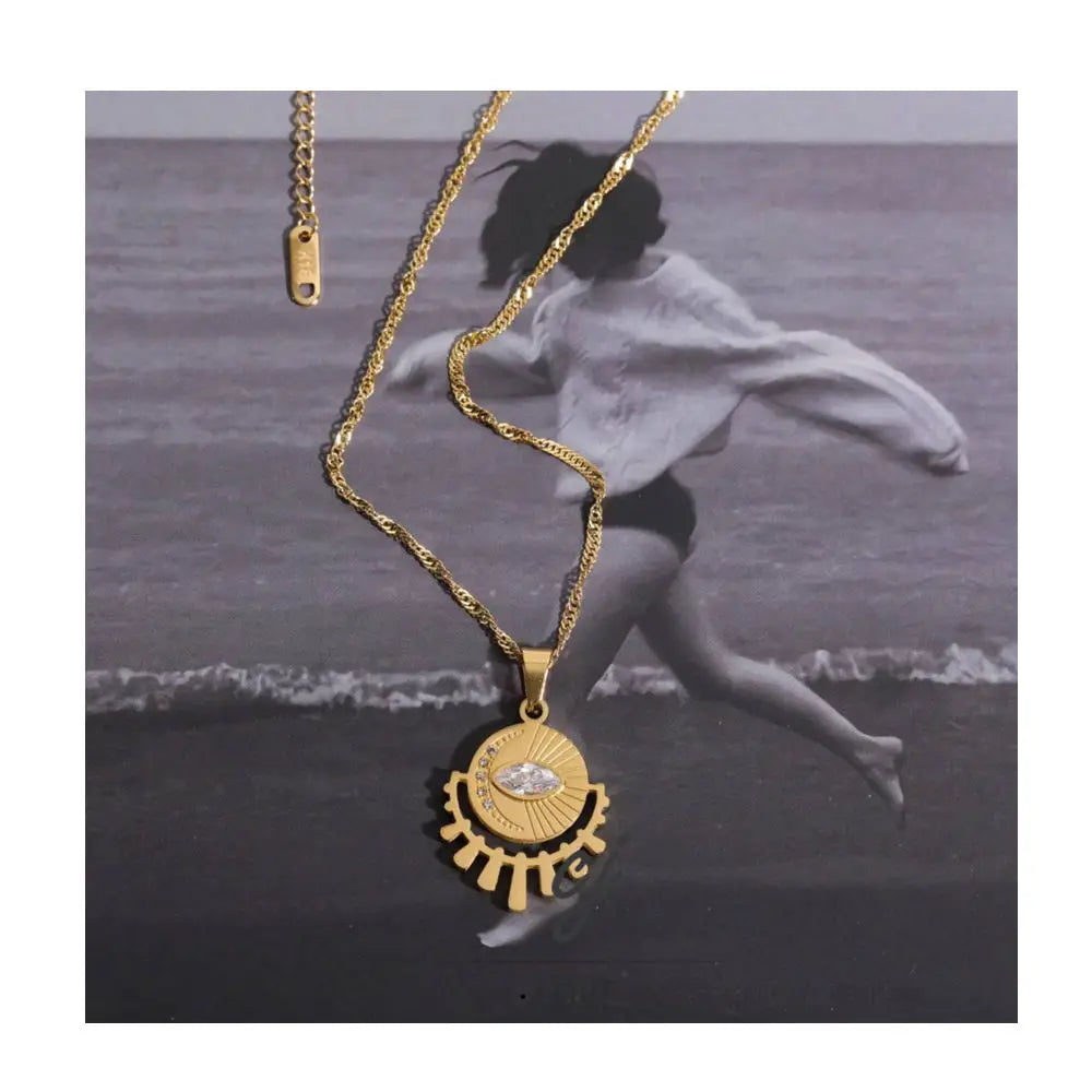 Carline Fashion Jewelry Necklaces Eye Necklace Stainless Steel Skeleton Necklace for Women