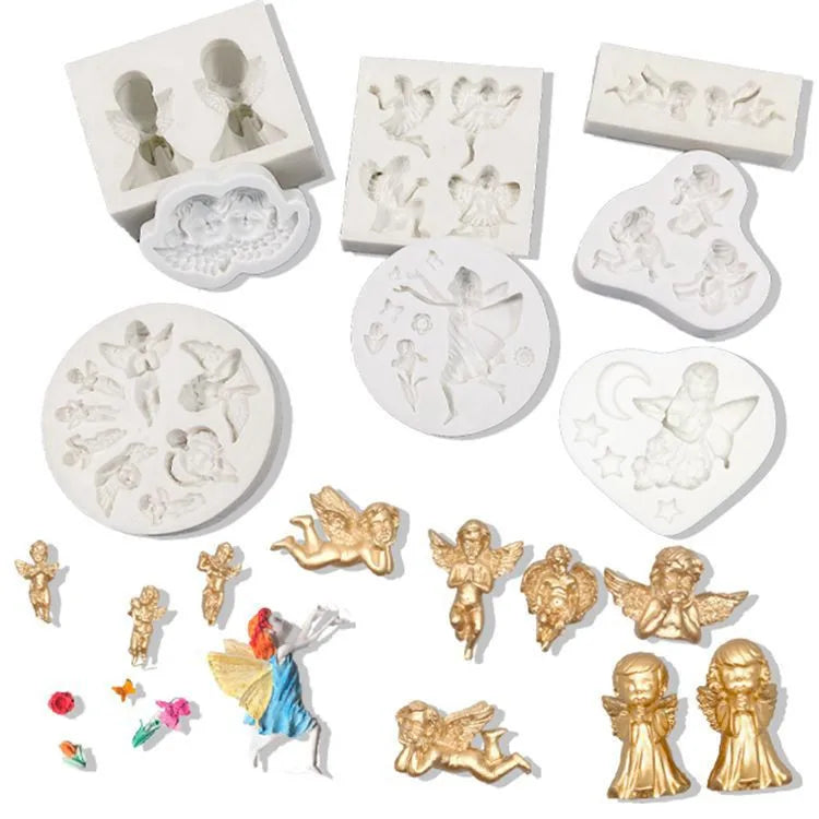 Wholesale Retro Angel Cake Fondant Mold DIY Chocolate Cake Decoration Silicone Mold for Baking Accessories