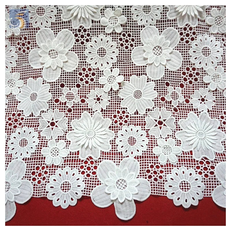 YX927 China Wholesale Embroidery White Lace Fabric 3D Decal Flower Water Soluble Nigerian Lace Blouse Fabrics