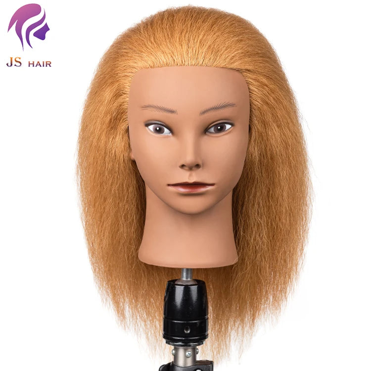 Cosmetology Mannequin Head Curly Real Hair Training Barber Dolls Manikin Model for Practice for Sale